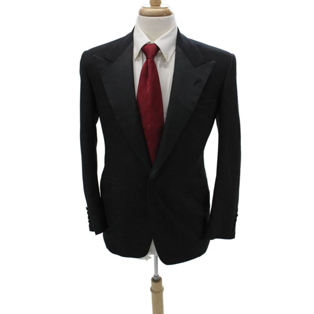 Partito Mens One Button Wool Blend Black Jacket Size 40